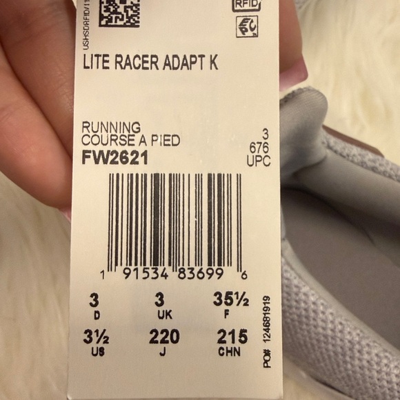 New Girls Adidas Light Gray Knit Slip-On Sneakers with White Soles - Picture 9 of 9